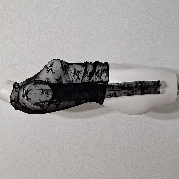 Free For All "NEW" Black Witchy Romantic Sheer Long Sleeve Lace Blouse Size S - Picture 2 of 8